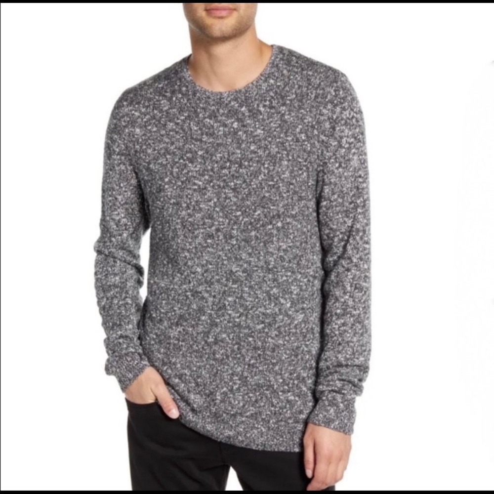 Calibrate Slub Crewneck Sweater White Black Twist SZ LT